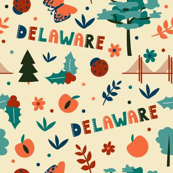 USA collection. Vector illustration of Delaware theme. State Symbols