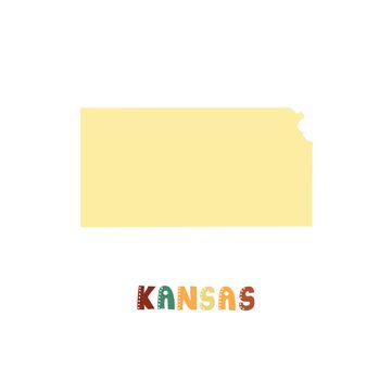 USA collection. Map of Kansas - yellow silhouette