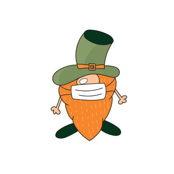 Cute Saint Patrick character using mask - vector design on white