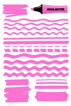 Pink dashed and wavy highlight lines and squares