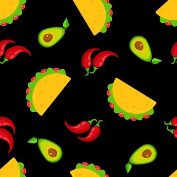 Traditional mexican cuisine tacos seamless pattern