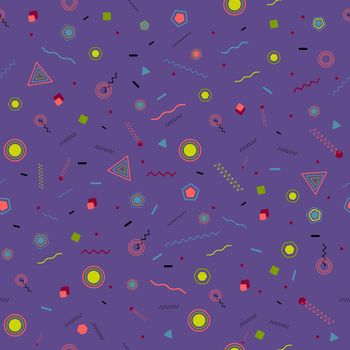 Violet funky abstract memphis seamless pattern