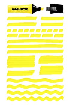 Yellow hand drawn highlight lines, layered boxes