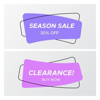 Violet and lilac flat sale tags with promo offer