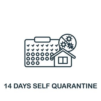 14 Days Self Quarantine icon. Line simple Quarantine icon for templates, web design and infographics