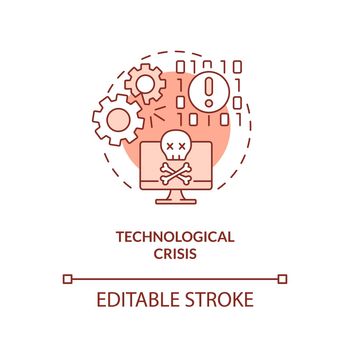 Technological crisis red concept icon