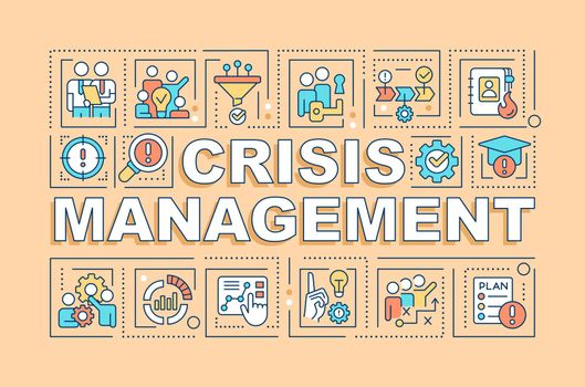 Crisis management word concepts yellow banner