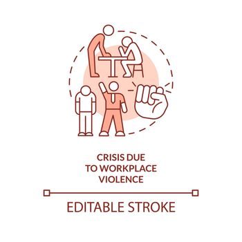 Crisis due to workplace violence red concept icon