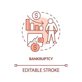 Bankruptcy red concept icon
