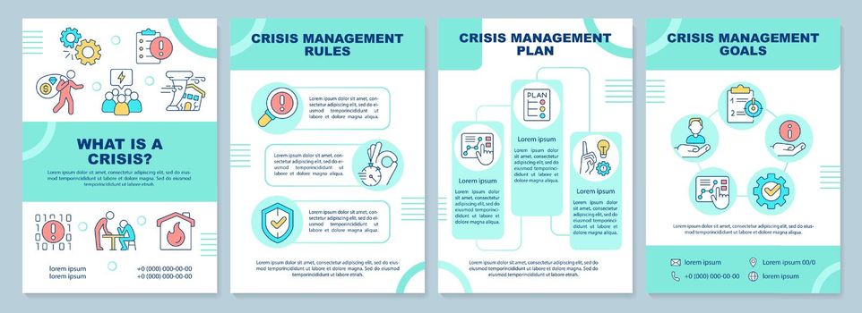 Crisis management process turquoise brochure template