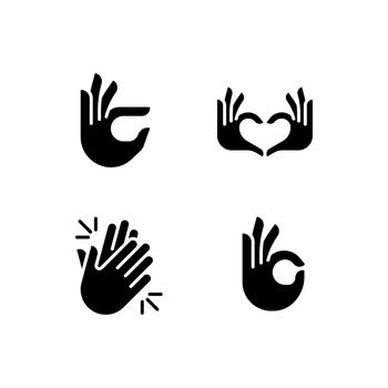 Body language signals black glyph icons set on white space