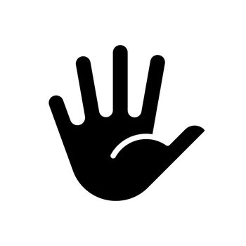 Hand with splayed fingers black glyph icon
