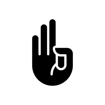 Counting on fingers black glyph icon
