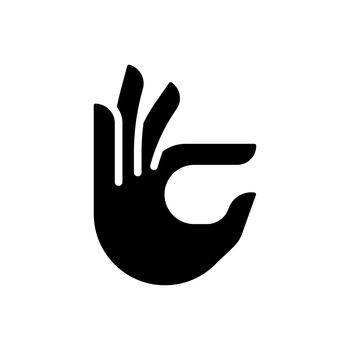 Fingers holding small item black glyph icon