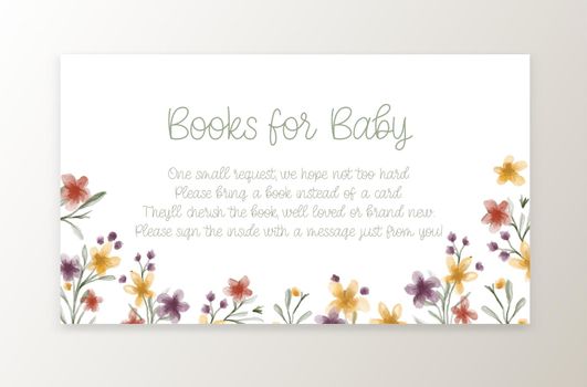 Watercolor Wildflower Books for Baby Request Enclosure Card.