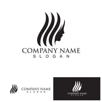 Woman face and hair saloon logo silhouette