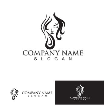 Woman face and hair saloon logo silhouette