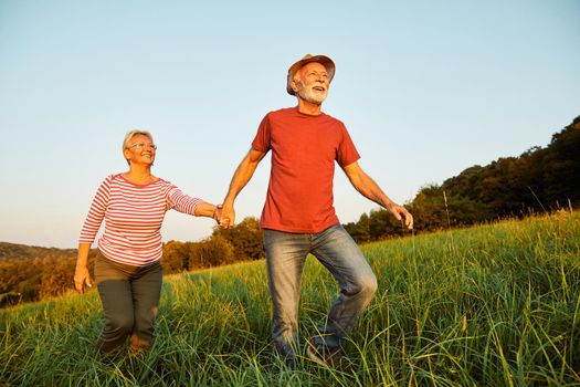 woman man outdoor senior couple happy lifestyle retirement together smiling love old nature mature elderly vitality active