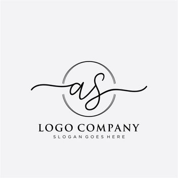 AS Initial handwriting logo design