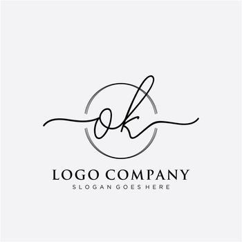 OK Initial handwriting logo design