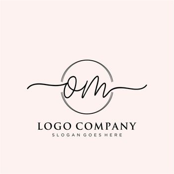 OM Initial handwriting logo design
