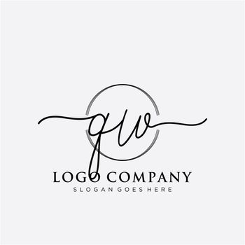 QW Initial handwriting logo design