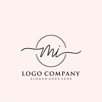 MI Initial handwriting logo design