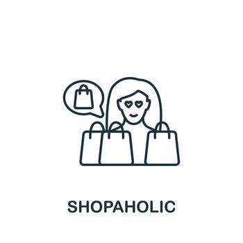 Shopaholic icon. Line simple line Retail icon for templates, web design and infographics