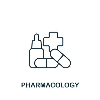 Pharmacology icon. Line simple Science icon for templates, web design and infographics
