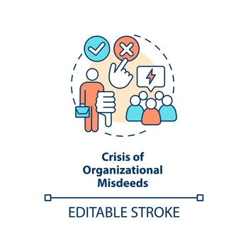 Crisis of organizational misdeeds concept icon