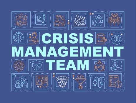 Crisis management team word concepts dark blue banner