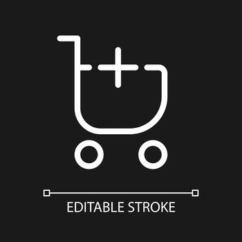 Add item to shopping cart pixel perfect white linear ui icon for dark theme