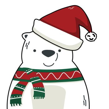 polar bear with santa hat cartoon