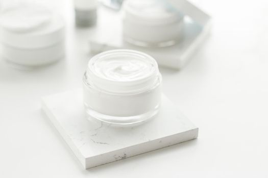 Luxury skincare cosmetics in a bathroom