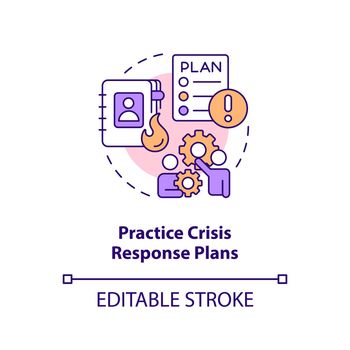 Practice crisis response plans concept icon
