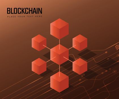 Blockchain technology cube network background. Conceptual illustration of a block chain.