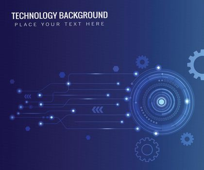 Dark blue futuristic and technology background, cyber concept innovation, line arrow gear element, vector illustration