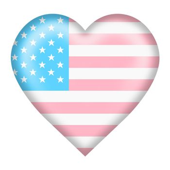 USA trans gender flag heart button on white with clipping path 3d illustration
