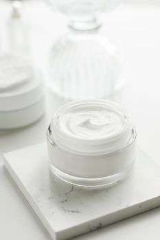 Luxury skincare cosmetics in a bathroom