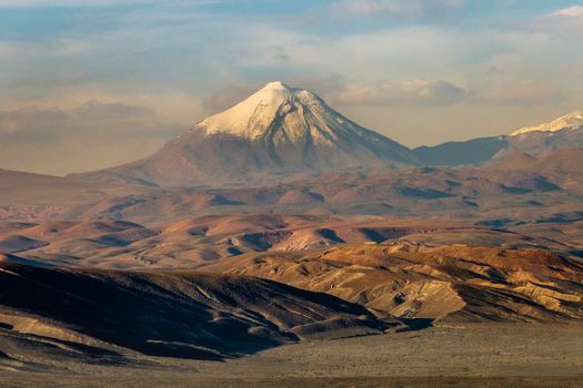 Atacama desert, volcano and arid landscape in Northern Chile, South America