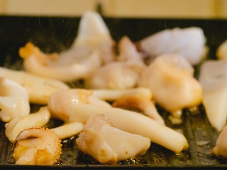 grilling and cooking an adriatic cuttlefish at home