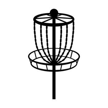Disc golf basket icon. Vector outline illustration isolated on white background