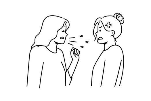 Unhealthy woman coughing near friend