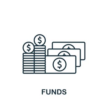 Funds icon. Line simple line Stock Market icon for templates, web design and infographics