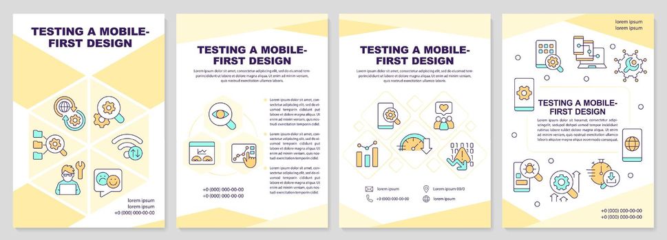Testing mobile first design yellow brochure template