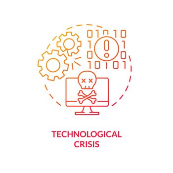 Technological crisis red gradient concept icon