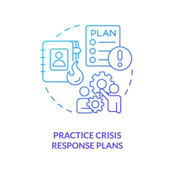 Practice crisis response plans blue gradient concept icon