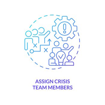 Assign crisis team members blue gradient concept icon