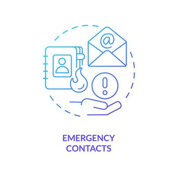 Emergency contacts blue gradient concept icon