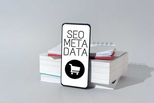Text showing inspiration Seo Meta Data. Business concept Search Engine Optimization Online marketing strategy Writing On Paper With Pencil Current Important Informations.